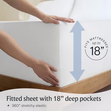 LuxClub Bed Sheets 4 PC Deep Pockets 18" Eco Friendly Wrinkle Free Fitted Sheets Machine Washable Hotel Bedding Silky Soft - Snow White Twin - Image 6