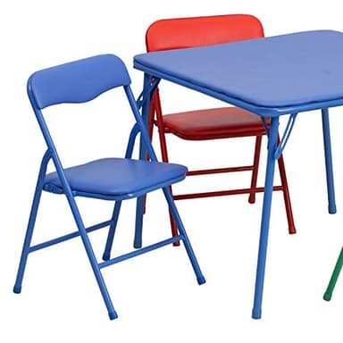 Flash Furniture Mindy Kids 5-Piece set Folding Square Table and Chairs Set for Daycare and Classrooms, Children's Activity Table and Chairs Set, Multicolor - Image 3
