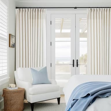 TWODRAPES Pinch Pleated Extra Wide Curtain Panels 90 Inches Long 70 Wide Linen Curtain for Patio Sliding Glass Door Cream Hooks Rings Semi Sheer Privacy 90 Inch Length for Living Room 70x90 1 Panel - Image 8