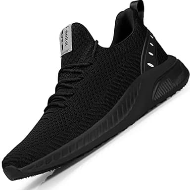 Feethit Mens Slip On Walking Shoes Blade Tennis Shoes Non Slip Running Shoes Lightweight Workout Shoes Breathable Mesh Fashion Sneakers All Black Size 8.5 - Image 1
