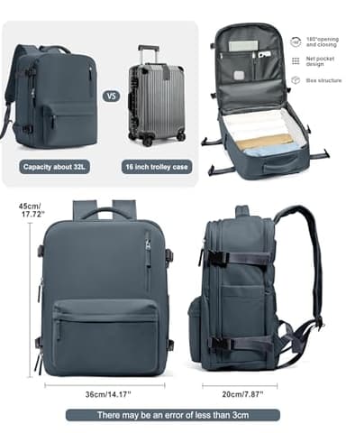Travel Backpack for Women Men for Spirit Airlines Personal Item Bag 18x14x8 Inches Laptop College Waterproof Carry on Flight Approved Work Backpack Mochila de Viaje, Large Grey Blue - Image 5