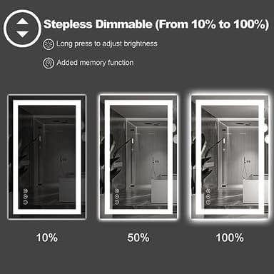 Amorho LED Bathroom Mirror 60'' X36'' with Front and Backlight, Large Dimmable Wall Mirrors with Anti-Fog, Shatter-Proof, Memory, 3 Colors, Double LED Vanity Mirror - Image 6