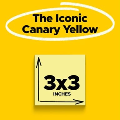 Post-it Notes, 3 in x 3 in, 18 Sticky Notes Pads, 100 Sheets per Pad, The Iconic Canary Yellow Note, School Supplies and Oﬃce Products - Image 3