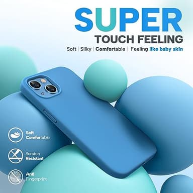 Miracase Designed for iPhone 13 Case, with Tempered Glass Screen Protector, [Soft Anti-Scratch Microfiber Lining], Shockproof Liquid Silicone Rubber Phone Case Cover for 13 6.1 inch, Capri Blue - Image 2