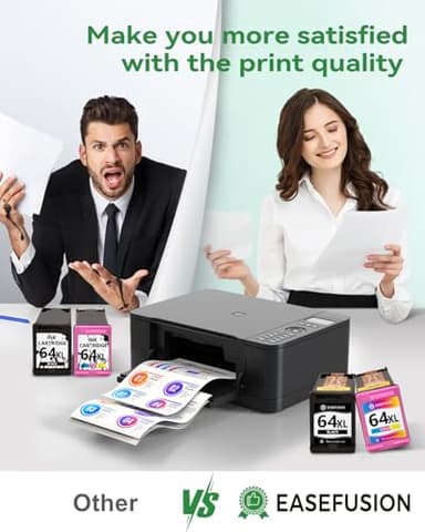 EaseFusion 64XL Black and Color Ink Cartridge Remanufactured Replacement for HP Ink 64 HP64 HP64XL Combo Pack Compatible with HP Envy Photo 7800 7855 7858 7100 7155 6200 6255 Tango X Series Printers - Image 6