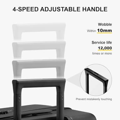 LEVEL8 Trunk Luggages, Large Suitcase 28 Inch Luggage with Spinner Wheels, Luminous Textured Checked Lightweight Hard Shell with Tsa Lock, Black - Image 7