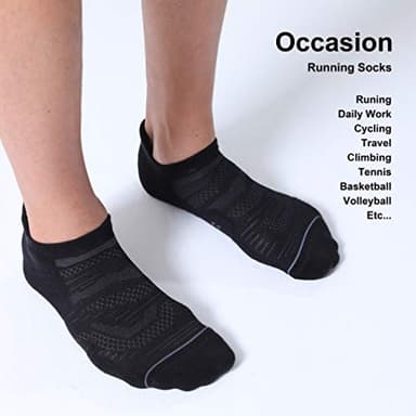 CelerSport 6 Pack Men's Running Ankle Socks with Cushion, Low Cut Athletic Sport Tab Socks, Black, Shoe Size: 9-12 - Image 6