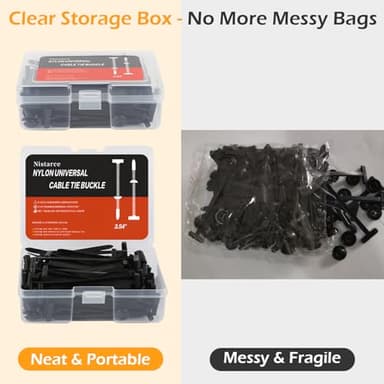 Upgrade Nylon Universal Cable Tie Buckle with Clear Storage Box – Cable Tie Buckle Zip Tie Clips for Car Fender, Engine Cover, Mudguard Fastener, Automotive Replacement Screw Fixing, 100PCS - Image 3