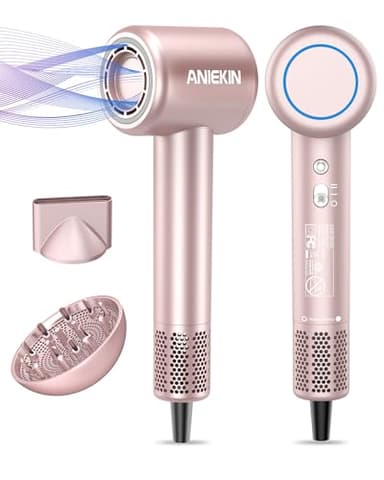Hair Dryer, High-Speed Ionic Low Noise Blow Dryer with Brushless Motor for Fast Drying, Thermo-Control Quiet Compact Hair Blow Dryer with Magnetic Diffuser for Curly Hair for Home Travel Salon - Image 1