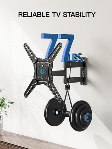 Pipishell Full Motion TV Wall Mount for 26-65 inch Flat or Curved TVs up to 77 lbs, TV Bracket Wall Mount with Articulating Arms, Extension, Tilt, Swivel, Leveling, Max VESA 400x400mm, PIMF7 - Image 3