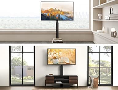 FITUEYES Floor TV Stand for 32 39 40 43 49 50 55 60 Inch TVs, TV Floor Stand with Swivel Mount, Max Holds 66lbs, White Glass Base, Height Adjustable TV Mount for Corner & Bedroom - Image 9