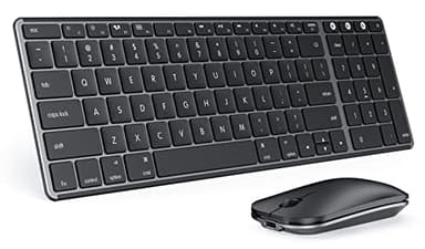 seenda Bluetooth Keyboard and Mouse for Mac, SKM64-2 Multi-Device Rechargeable Slim Wireless Keyboard Mouse Stainless Steel Full Size, Compatible with MacBook Pro/Air, iPad, Mac - Space Gray - Image 1