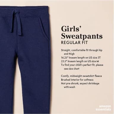 Amazon Essentials Toddler Girls' Sweatpants, White, 4T - Image 2
