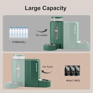 Gardner Pet Automatic Gravity Pet Feeder, 0.8 Gallons*2 Dog Feeder and Water Dispenser Set 100% BPA-Free, 2-in-1 Gravity Feeder with Stainless Steel Bowl for Dogs, Cats, Rabbits, Puppies (Green) - Image 3