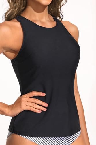 Holipick High Neck Tankini Top Bathing Suit Tops for Women Tummy Control Tank Tops Swimsuits Black 18W - Image 4