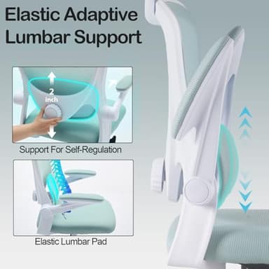 Estevo Ergonomic Office Chair with Tilt-Lock, Home Office Desk Chair with Auto Lumbar Support, High Back Mesh Desk Chair with Adjustable Headrest, Swivel Task Chair or Study Room Bedroom,Lake Blue - Image 5