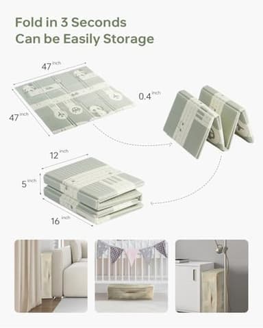 Baby Floor Play Mat 47"x47" Baby Playpen Mat, Foldable Baby Girl Playmat, Reversible Waterproof Foam Play Mats for Baby, 0.4 inch Crawling Baby Mat for 50" X 50" & 47"x47" Playpen(47*47*0.4 - Image 6