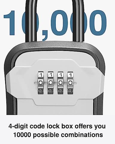 Puroma Lock Box, Key Lock Box Wall Mount & Portable Combination Lockbox with Resettable Code, Security Lockbox for Outside House Keys, Apartment Realtors Spare Keys Storage (1 Pack, Gray) - Image 2
