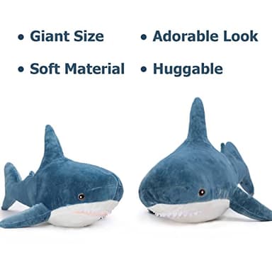 MorisMos Giant Shark Stuffed Animal 40 Inch Shark Plush Toys, Soft Plush Shark Hugging Pillow for Kids - Image 6