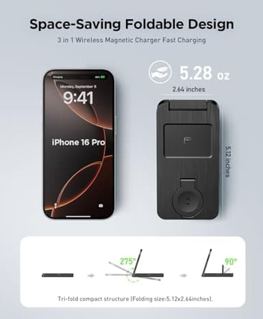 3 in 1 Magnetic Wireless for iPhone Charging Station: Foldable Portable Charger for iPhone 17-12 Pro Max & Apple Watch & AirPods, for Apple Multiple Devices Charger for Home,Office&Travel - Image 3