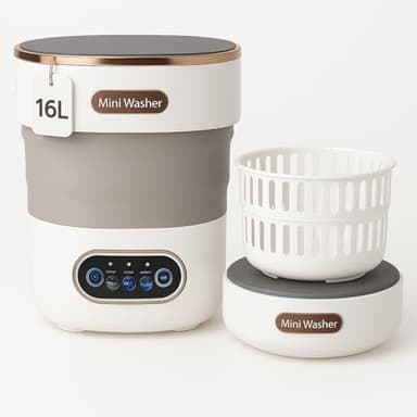 Portable Foldable Washing Machine 16.1L / 4 Gal, Foldable Washing Machine, Easy To Use, Quiet and User Friendly, Great for Dorms Small Apartments and Travelling, 3 Modes - Image 1