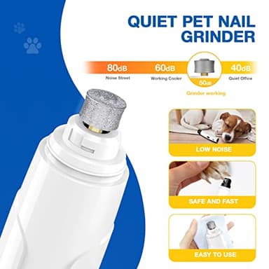 Bonve Pet Nail Grinder for Dogs - Upgraded Dog Nail Trimmers Super Quiet, 2 Speeds, Rechargeable, 2 Grinding Wheels for Small Large Dogs & Cats - Image 3