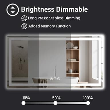 miskerm 60"x 36" LED Bathroom Mirror, Double Lighting Sources Dimmable, Backlit + Front Lit, Anti-Fog, Stepless Dimmable, Lighted Bathroom Vanity Mirror for Wall Tempered Glass (Horizontal/Vertical) - Image 6
