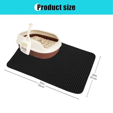 FADEYJ Cat Litter Mat, Kitty Litter Collector, Double Layered Honeycomb Design Waterproof, Anti Urine, Anti Slip, Easy to Clean, Limit Garbage (30"x24", Black) - Image 4