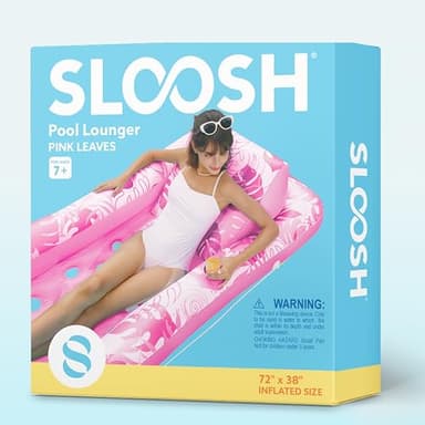 SLOOSH Inflatable Pool Floats with Cooling Water Hole,72" x 38" Daybed Pool Lounger Adults with Cup Holders, Adjustable Backrest Tanning Lounger Chair, Floaties Rafts (Pink) - Image 7