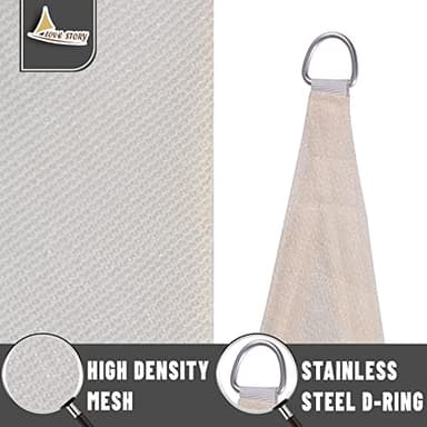 LOVE STORY 6.5/8/10/12/16/18/20 FT Rectangle Cream Sun Shade Sail Canopy UV Block Sail Shade for Outdoor Patio Garden Backyard, 6.5' x 10' Cream - Image 5