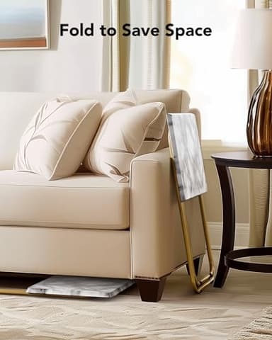 HUANUO Folding TV Tray Table -Stable Tray Table with No Assembly Required, TV Dinner Tray for Eating, Foldable Snack Tables for Bed & Sofa (Marbling) - Image 5