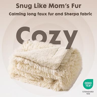 gogobunny Waterproof Dog Blanket for Large Dogs, Cats, Puppy, Reversible Faux Fur Pet Throw Blanket, Washable, Calming Furniture Protection for Sofa Bed (25x35 Inch (Pack of 1), Beige) - Image 4