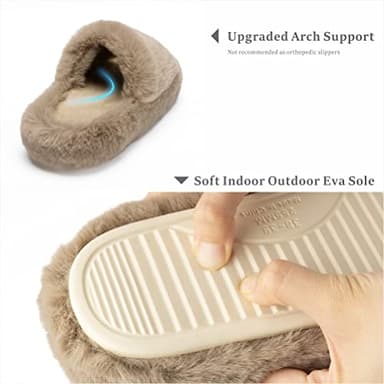 Chantomoo Women's Slippers Memory Foam House Bedroom Slippers for Women Fuzzy Plush Comfy Faux Fur Lined Slide Shoes Anti-Skid Sole Trendy Gift Slippers Light Brownsize 9 10 8.5 - Image 4
