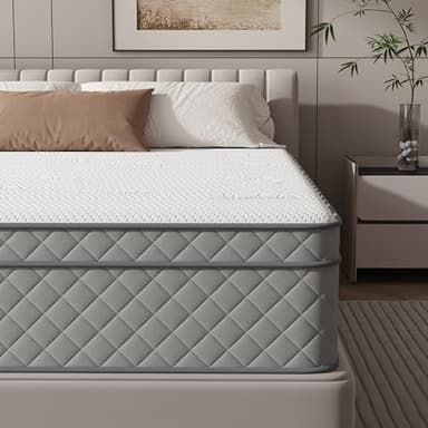 PurrJoys Full Mattress, 12 Inch Hybrid Double Mattress with Cooling Gel Memory Foam and Pocket Springs, CertiPUR-US Certified, Medium Firm - Image 1