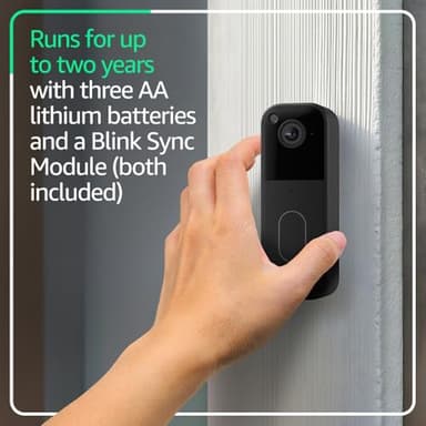 Blink Video Doorbell (newest model) – Head-to-toe HD view, two-year battery life, and simple setup. Sync Module Core included – System (Black) - Image 2