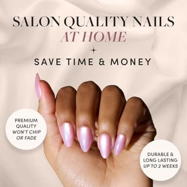 Glamnetic Press On Nails - Seaspell | Short Almond Pink Fake Nails with a Velvet Finish, Reusable Summer Nails | 15 Sizes - 30 Nail Kit with Glue - Image 2