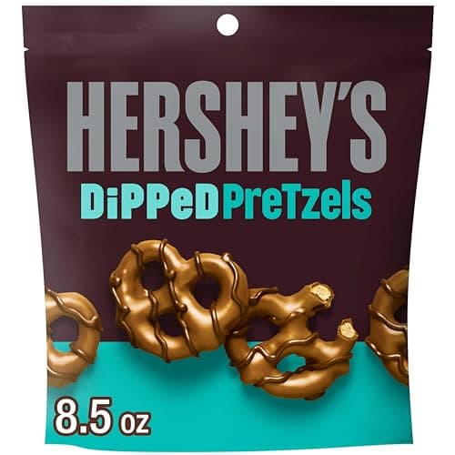HERSHEY'S Milk and Dark Chocolate Covered Dipped Pretzels Bag, 8.5 oz - Image 1