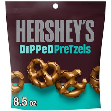 HERSHEY'S Milk and Dark Chocolate Covered Dipped Pretzels Bag, 8.5 oz - Image 1
