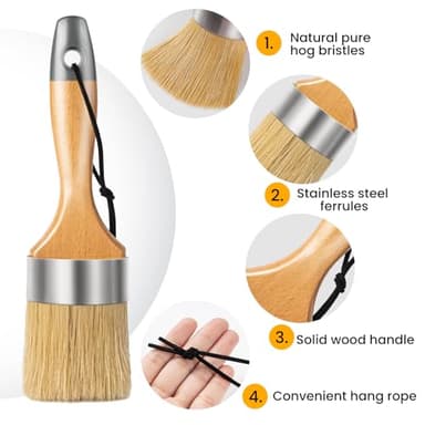 YiBaiBrush Chalk and Wax Paint Brush Furniture Set of 4, Small Round and Large Oval Brush with Natural Bristles, Perfect for Painting or Waxing Furniture, Ideal for Home Decor - Image 5