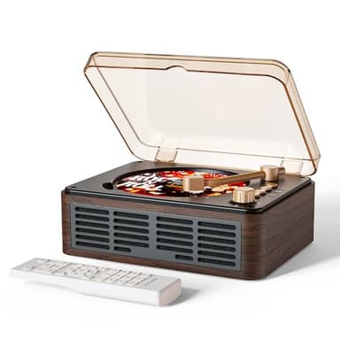CARONSORT CD Player with Speakers Bluetooth Nostalgic Retro Portable CD Players for Home Wood Music Player FM Radio for HomeWired and Remote Control-Walnut Brown - Image 1