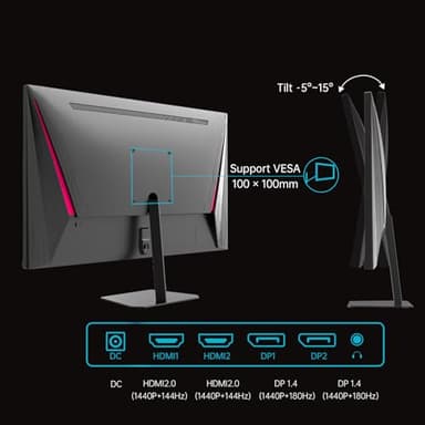 KTC 24 Inch 180Hz Gaming Monitor, 2K QHD Fast IPS PC Gaming Monitor, 1440p 1ms Computer Monitor 144Hz, G-Sync and FreeSync Compatibility, HDR Support, HDMI Displayport, VESA, Q24T09 - Image 6