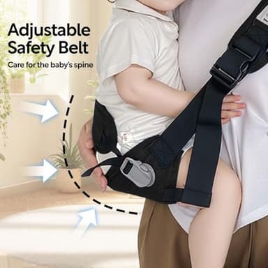 JOYNCLEON Baby Sling Carrier with Hip Seat - Breathable & Adjustable, Anti-Slip Design for Infants 0-36 Months, ASTM Certified, Ergonomic Hands-Free Carrier Carrying 8-35lbs (Black) - Image 4