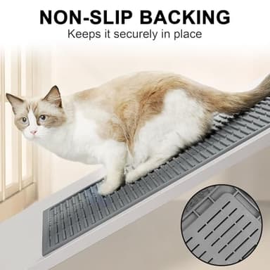 PetNova Large Cat Litter Mat: Smooth Silicone Raised Grooves Reduce Tracking - Pee Vomit Soft Stool 30s Rinse-Clean No-Scrub - Soft on Paws for Senior & Multi-Cat Homes - Image 7