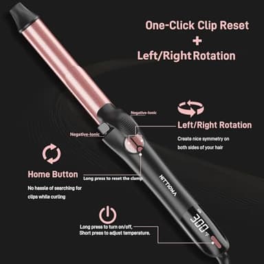 Rotating Curling Iron - 3 in1 Automatic Curling Iron with Interchangeable CurlingWand, 3/4, 1 1/4, 1 Inch CurlingIron for Lasting Beach Waves, Adjustable Temp, Instant Heat, Dual Voltage (Black) - Image 4