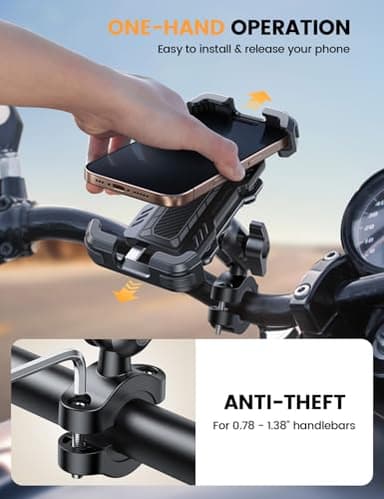 Lamicall Motorcycle Phone Mount Holder - [Metal Extension Arm] [Dual Vibration Dampener] Motorcycle Cell Phone Mount, Bike Bicycle Handlebar Phone Clamp, for iPhone 16/15/ 14 Pro Max, 4.7-6.7" Phones - Image 4