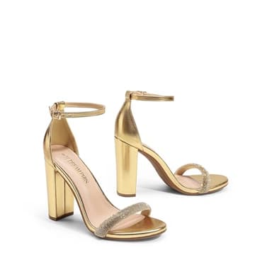 DREAM PAIRS Women's Hi-Chunk High Heel Pump Sandals,Size 7.5,Gold-Rhinestone,HI-CHUNK - Image 3