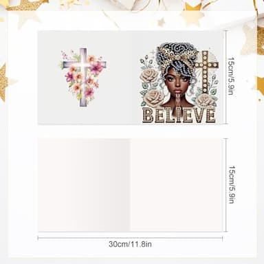 Diamond Painting Greeting Card Kit, African Americans Special Shaped Diamonds Painting, DIY Handcraft for Relatives and Friends with Wishes,Unique Design Crafting for Birthday or Holiday Cards - Image 3