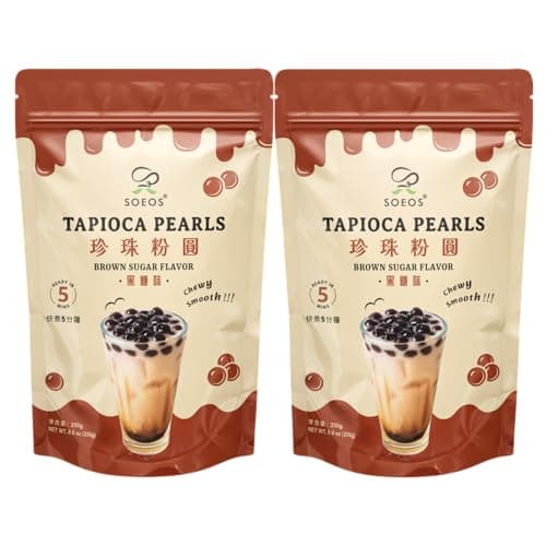 Soeos Boba Pearls, Black Tapioca Pearls 8.8 oz (Pack of 2), Black Sugar Flavor Boba Pearls for Bubble Tea, Smoothies & Desserts – Sweet, Chewy, and Ready to Cook - Image 1