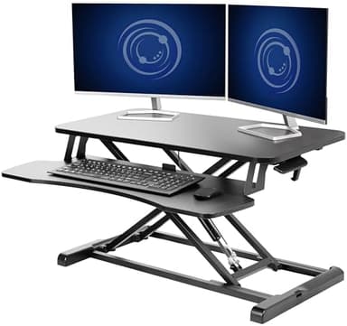 VIVO 32 inch Desk Converter, K Series, Height Adjustable Sit to Stand Riser, Dual Monitor and Laptop Workstation with Wide Keyboard Tray, Black, DESK-V000K - Image 1