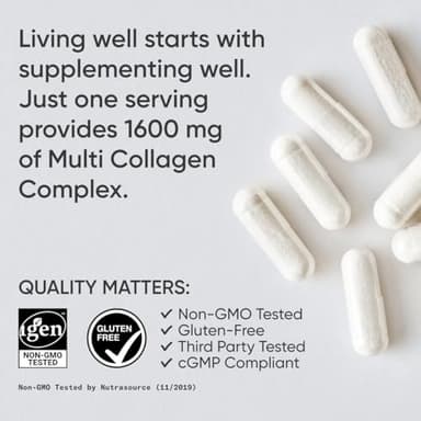 Sports Research® Multi Collagen Pills for Women & Men - Collagen Peptides (Type I, II, III, V, X) Enhanced with Hyaluronic Acid & Vitamin C - Gluten Free ­· Non-GMO - 90 Capsules - Image 4